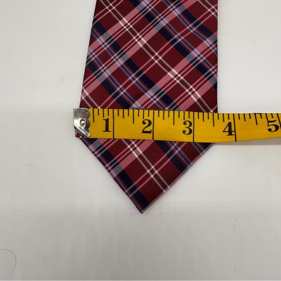 Lot of 2 Silk Ties Claiborne Blue Tan‎ Striped Chaps Red Navy Plaid - Picture 10 of 10